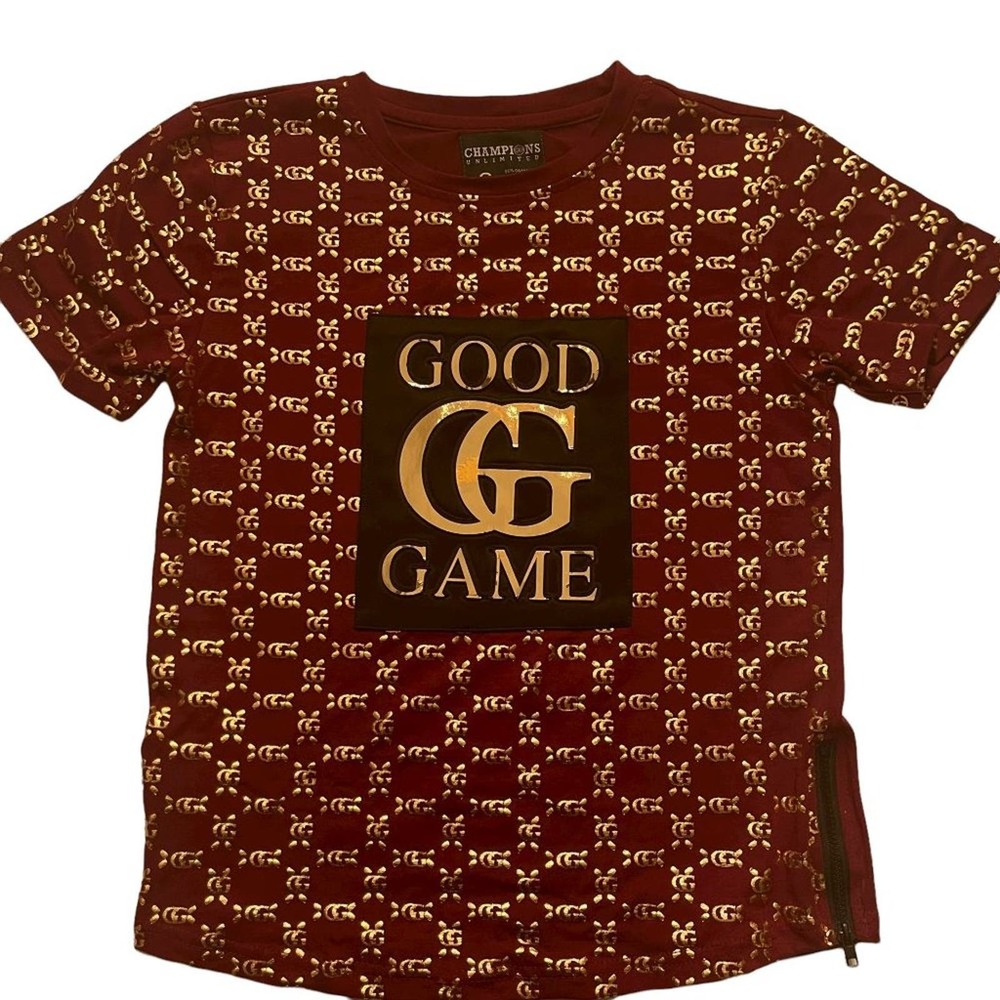 Champions Unlimited Burgundy GG Good Game Side Zipper Shirt Size 6